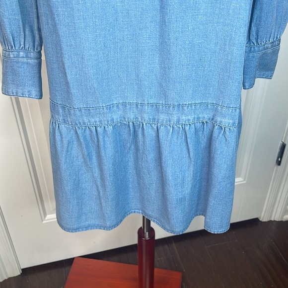 Loft Chambray Tie Neck Flounce Swing Dress. Sz  M - Picture 8 of 12